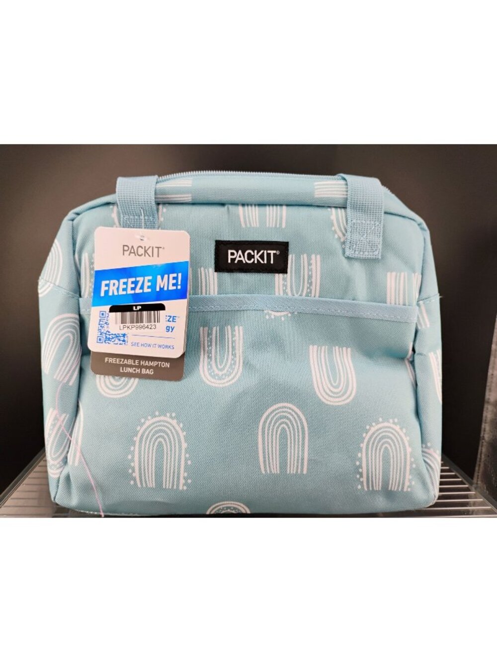 PackIt Freezable Hampton Lunch Bag Durable Blue Rainbow Design